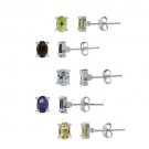 Sterling Silver Oval Amethyst, Citrine, Peridot, Garnet, and Blue Topaz Stud Earring Set S11059