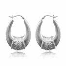 Sterling Silver Oval Bali Hoop Earrings H2964