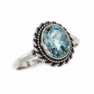 Sterling Silver Oval Blue Topaz Vintage Solitaire Ring Size 6 R7091BT-6