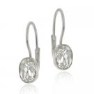 Sterling Silver Oval CZ Leverback Earrings E121