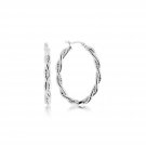 Sterling Silver Oval Hoop Braided Diamond Cut Earrings D16278404