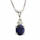 Sterling Silver Oval Simulated Tanzanite CZ with three Simulated Diamond CZ stones P4508TZ