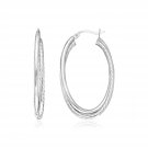 Sterling Silver Oval Twisted Tube Hoop Earrings Sterling Silver