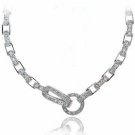 Sterling Silver Pave Simulated Diamond CZ Pave Link Necklace 2531