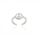 Sterling Silver Peace Sign Symbol Toe Ring TR11504