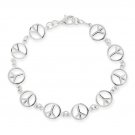 Sterling Silver Peace Signs Bracelet B10795