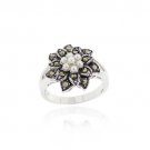 Sterling Silver Pearl and Marcasite Flower Ring R11374FPL-5