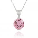 Sterling Silver pendant w- Octagon Pink Cubic Zirconia (CZ) 1255