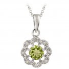 Sterling Silver Peridot & Diamond Accent Flower Pendant P12066PD
