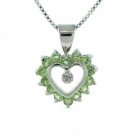 Sterling Silver Peridot & Diamond Accent Open Heart Pendant P4809PD