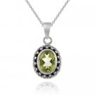 Sterling Silver Peridot Oval Bali Pendant P151