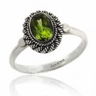 Sterling Silver Peridot Oval Solitaire Twist Border RingSize 8 R9636PD-8
