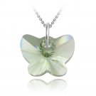 Sterling Silver Peridot Swarovski Elements Butterfly Necklace P12560PD