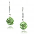 Sterling Silver Peridot Swarovski Elements Fireball Leverback Dangle Earrings, 10mm E12658PD