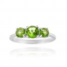 Sterling Silver Peridot Three Stone Ring Size 6 R12274PD-6