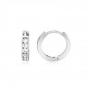 Sterling Silver Petite Hoop Earrings with Cubic Zirconias Sterling Silver