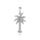 Sterling Silver Petite Palm Tree Pendant with Cubic Zirconias Sterling Silver
