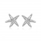 Sterling Silver Petite Starfish Earrings with Cubic Zirconias Sterling Silver