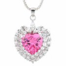 Sterling Silver Pink & Clear CZ Heart Pendant P2594LPZ