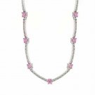 Sterling Silver Pink & Clear CZ Necklace N4495LPZ