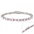 Sterling Silver Pink & Clear CZ Tennis Bracelet B4480LPZ