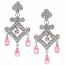 Sterling Silver Pink & White CZ Chandelier Earrings E4210LPZ