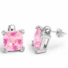 Sterling Silver Pink & White CZ Square Stud Earrings E2867LPZ