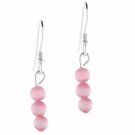 Sterling Silver Pink Beads Dangling Earrings E420