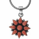 Sterling Silver Pink Coral Flower Pendant 2119