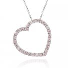 Sterling Silver Pink Cubic Zirconia (CZ) Large Floating heart slide pendant 1213