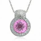Sterling Silver Pink Cubic Zirconia and Simulated Diamond CZ round Pendant P2599LPZ