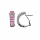 Sterling Silver Pink Cubic Zirconia Hoop Earrings 2445