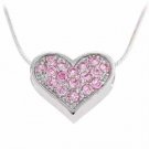 Sterling Silver Pink Cubic Zirconia Pave Heart Slide-Pendant P1260LPZ