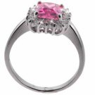 Sterling Silver Pink CZ & Clear CZ Ring R1548LPZ-8