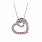 Sterling Silver Pink CZ & Diamond Accent Double Heart Pendant P6030LPZ