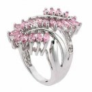 Sterling Silver Pink CZ Filigree Leaf and Vine Ring Size 8 R4395LPZ-8
