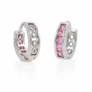 Sterling Silver Pink CZ Filigree Mini Hoop Earrings E4262LPZ