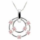 Sterling Silver Pink CZ Floating Double Circle Designer-Inspired Pendant P2667LPZ