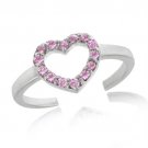 Sterling Silver Pink CZ Heart Toe Ring TR10815LPZ