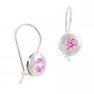 Sterling Silver Pink CZ Round Drop Earrings E4472LPZ