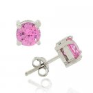 Sterling Silver Pink CZ Round Stud Earrings E2824LPZ