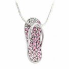 Sterling Silver Pink CZ Slipper Flip Flop Pendant P2420LPZ
