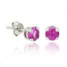 Sterling Silver Pink CZ Stone 5mm Round Stud Earrings E9563DP