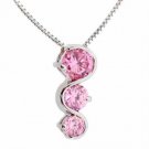 Sterling Silver Pink CZ Three Stone S Slide Pendant P4304LPZ
