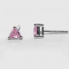 Sterling Silver Pink CZ Triangle Stud Earrings E3046LPZ