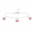 Sterling Silver Pink Enamel Butterfly Baby Bracelet B13737PK
