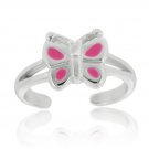 Sterling Silver Pink Enamel Butterfly Toe Ring TR10761PK