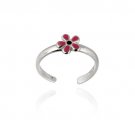 Sterling Silver Pink Enamel Flower Toe Ring TR11597M