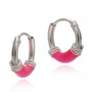 Sterling Silver Pink Enamel Mini Earrings E343