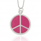 Sterling Silver Pink Enamel Peace Sign Pendant P10797PK
